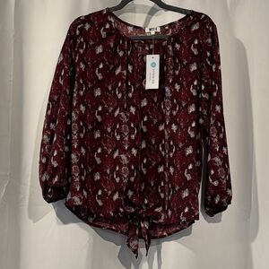 Women's Burgundy Patterned Top
